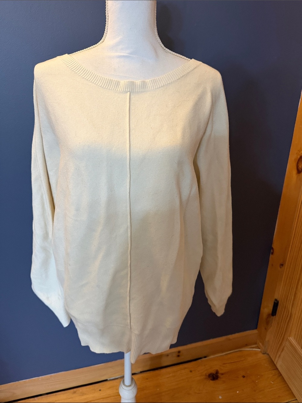Women's Cream Boatneck Pullover Sweater